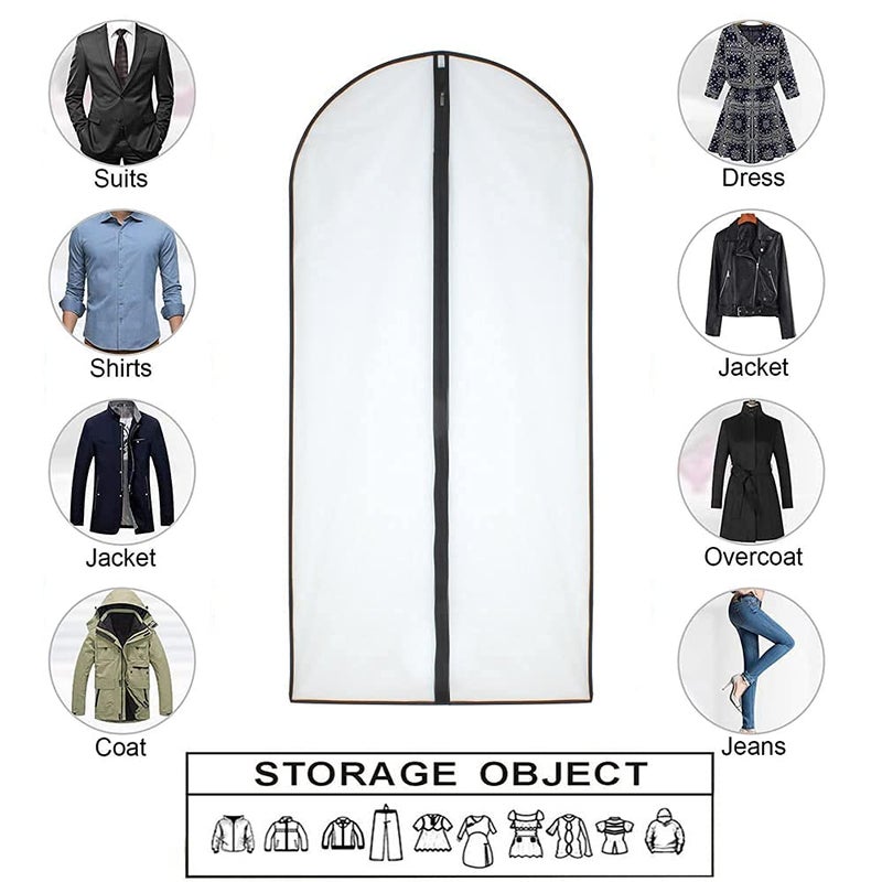 HomeClean Garment Bags for Hanging Clothes (Set of 6) Black Side Breathable Garment Bag Clothes Cover Clear Full Zipper Bags for Suit Clothes Storage (24'' x 48'', Black) - Image 2